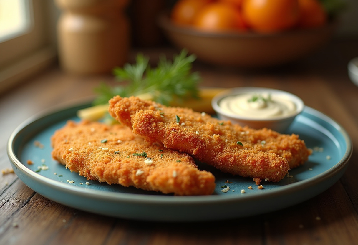 Krispiga fiskfiléer i airfryer med citron och örter.