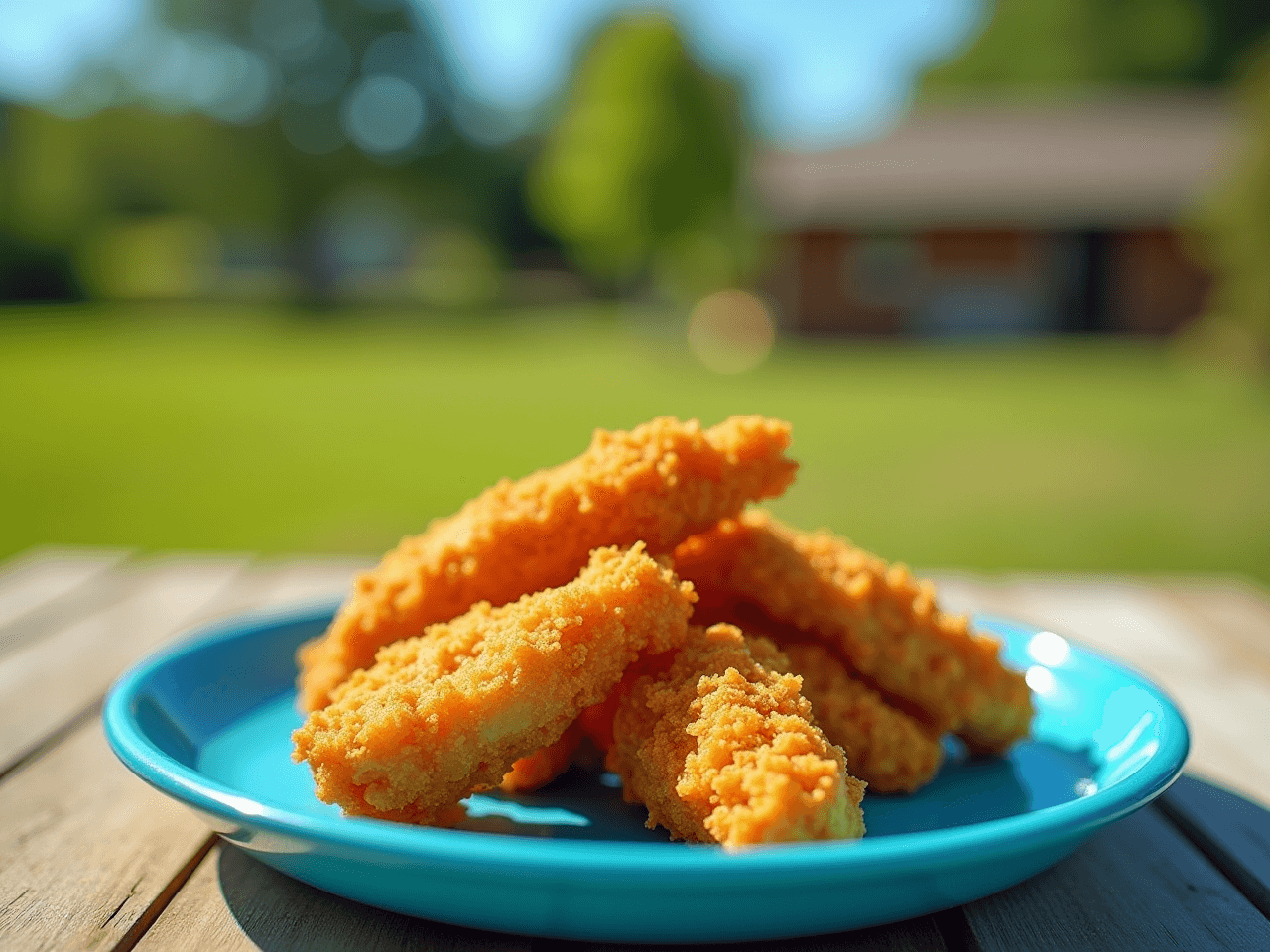 Krispiga kycklingnuggets i airfryer serverade med dipsås.
