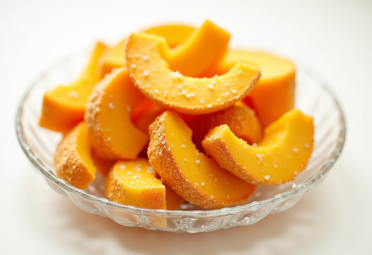 Krispig squash i airfryer med olivolja och kryddor.